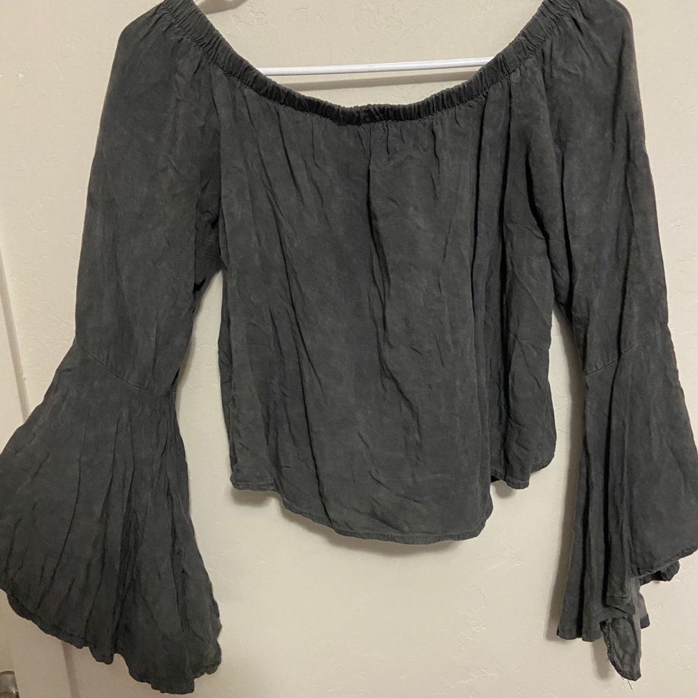 Off the Shoulder Dark Gray Top